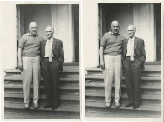 Две фотографии: В. Лидин и Б. Князевский